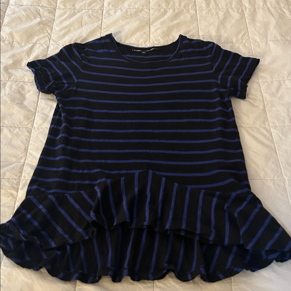 Proenza Schouler Black and Bluish Purple Striped Top